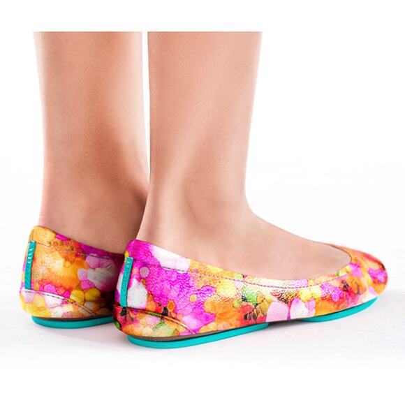 Tieks Shoes - Tieks by Gavrieli Aquarella Pink & Orange Watercolor Floral Ballet Flat